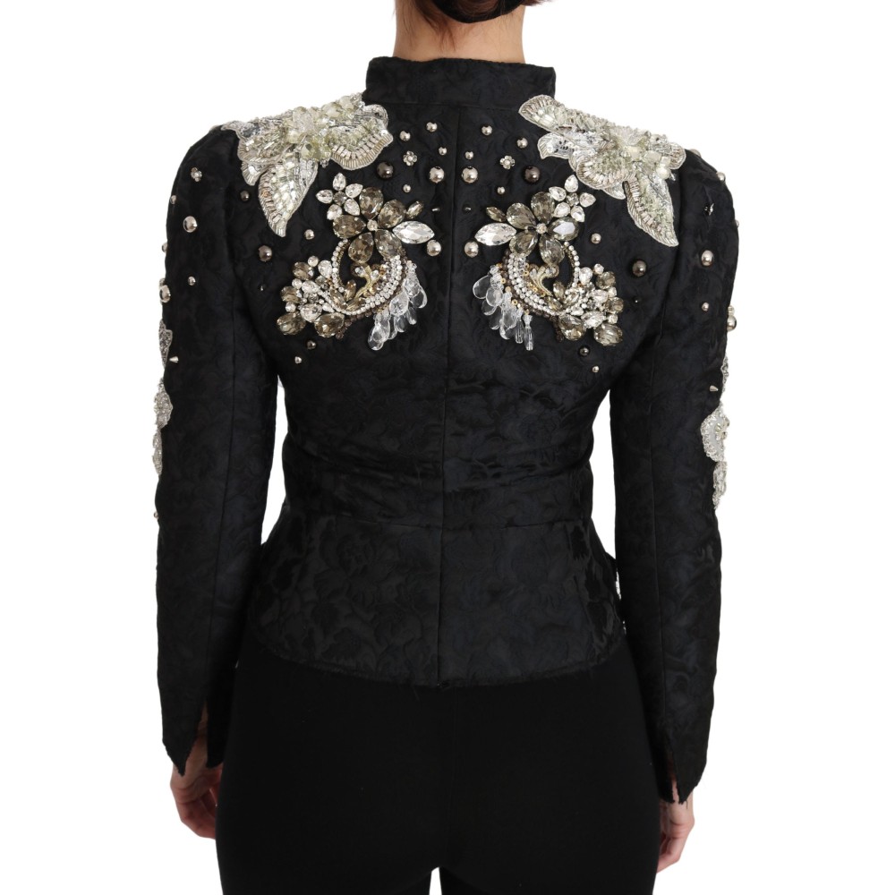 Dolce & Gabbana Elegante Schwarz Silber Barock Jacke