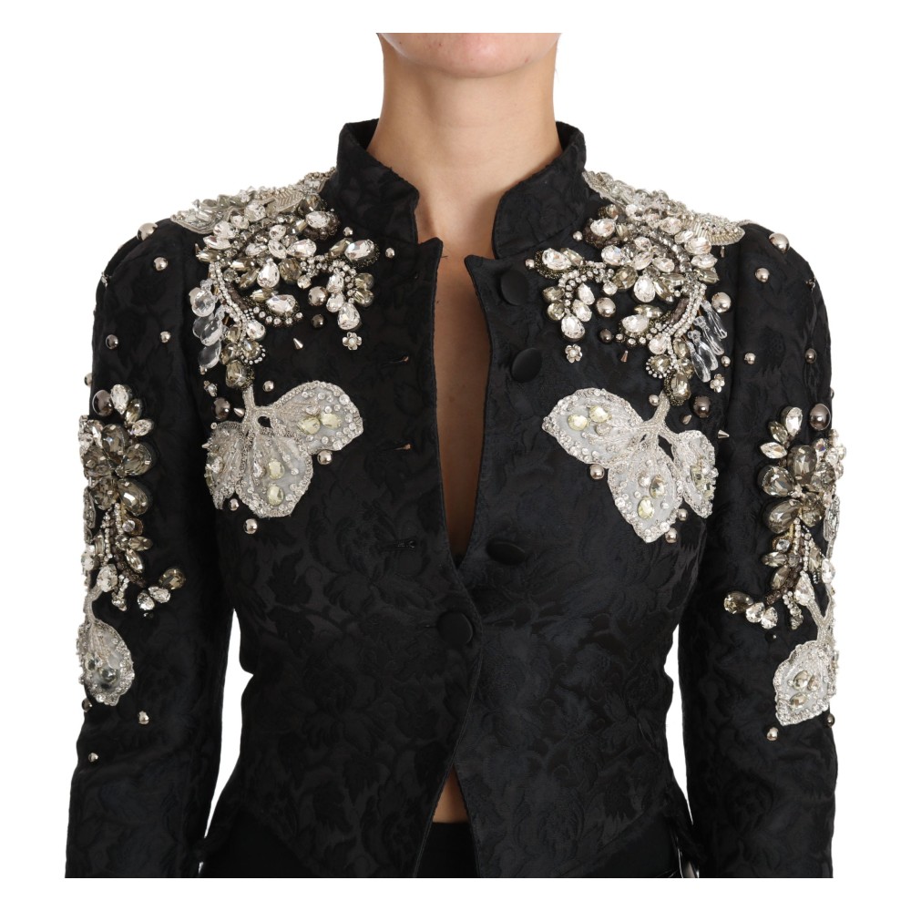 Dolce & Gabbana Elegante Schwarz Silber Barock Jacke