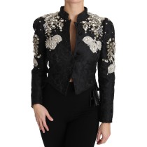 Dolce & Gabbana Elegante Schwarz Silber Barock Jacke