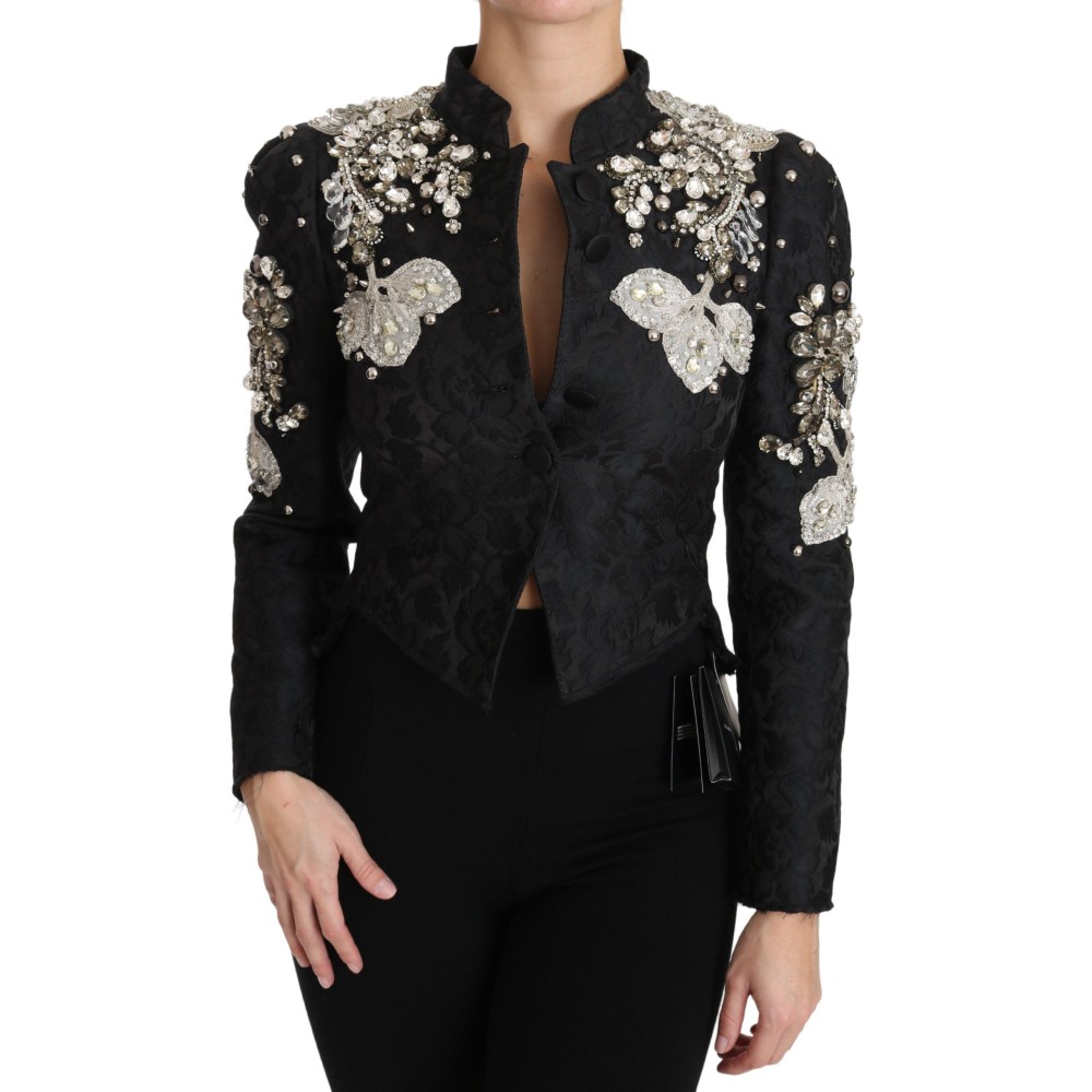 Dolce & Gabbana Elegante Schwarz Silber Barock Jacke