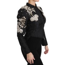 Dolce & Gabbana Elegante Schwarz Silber Barock Jacke
