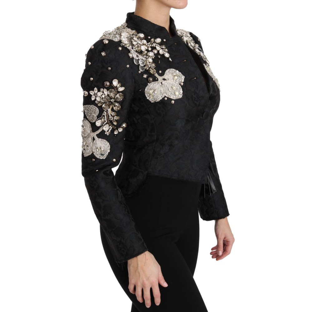 Dolce & Gabbana Elegante Schwarz Silber Barock Jacke