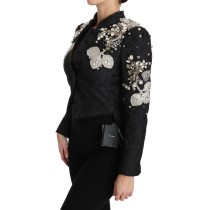 Dolce & Gabbana Elegante Schwarz Silber Barock Jacke