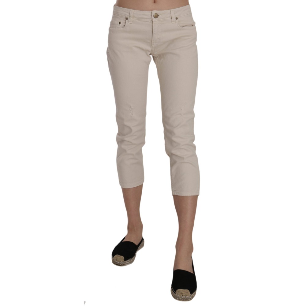 Dondup Beige Niedrige Taille Skinny Cropped Capri-Hose