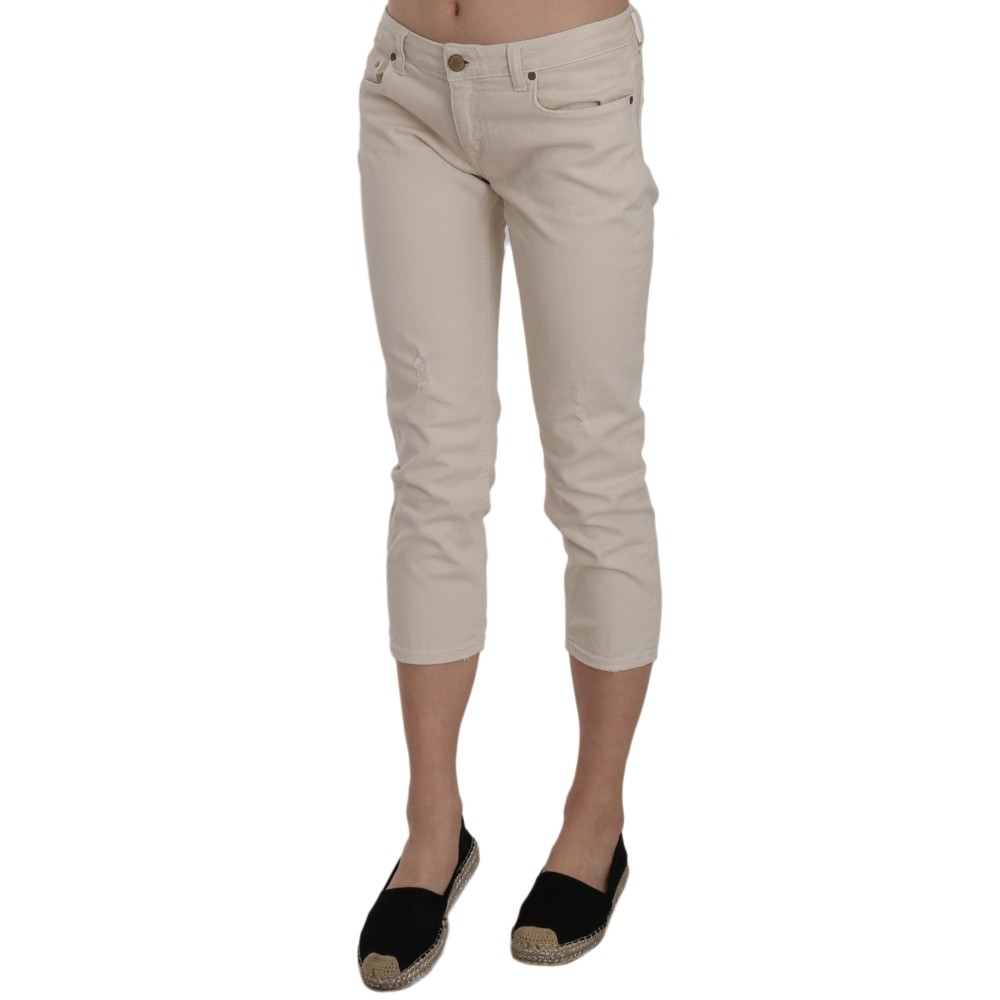 Dondup Beige Niedrige Taille Skinny Cropped Capri-Hose