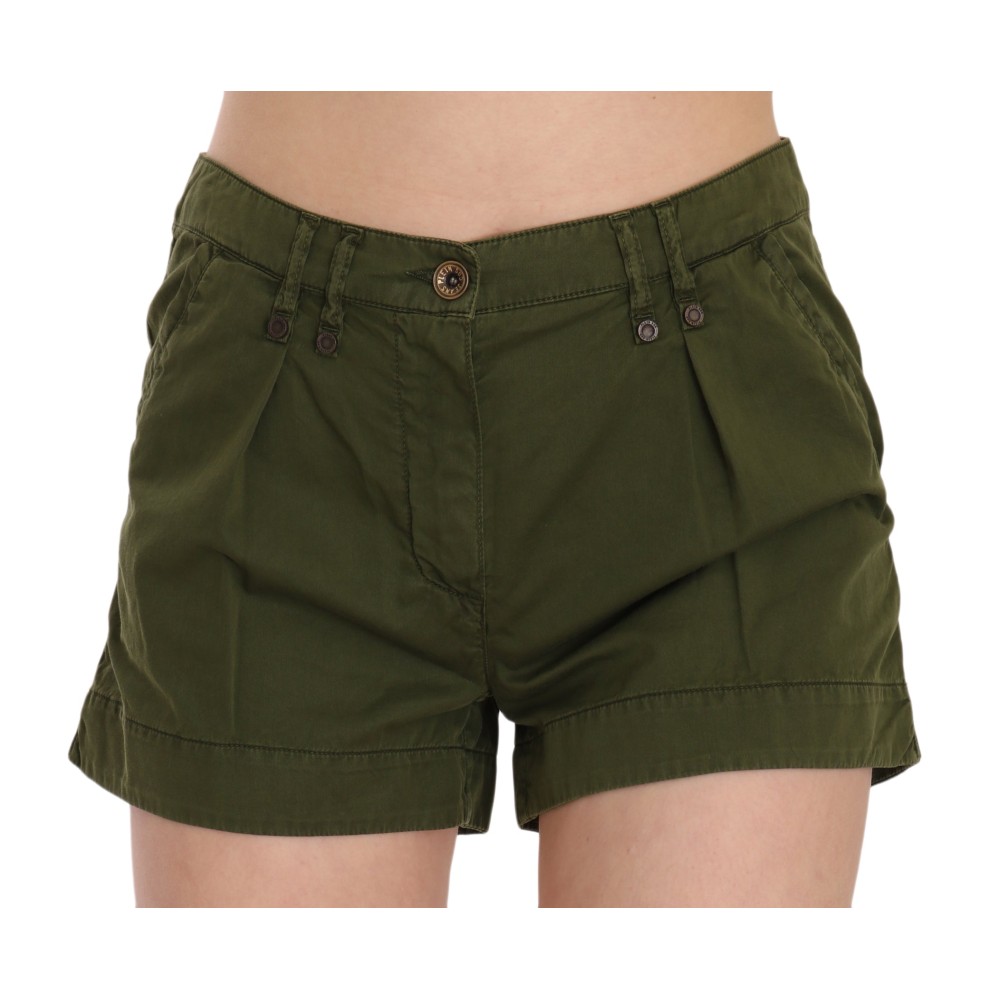 PLEIN SUD Smaragdgrüne Shorts aus Baumwolle mit mittlerer Taille
