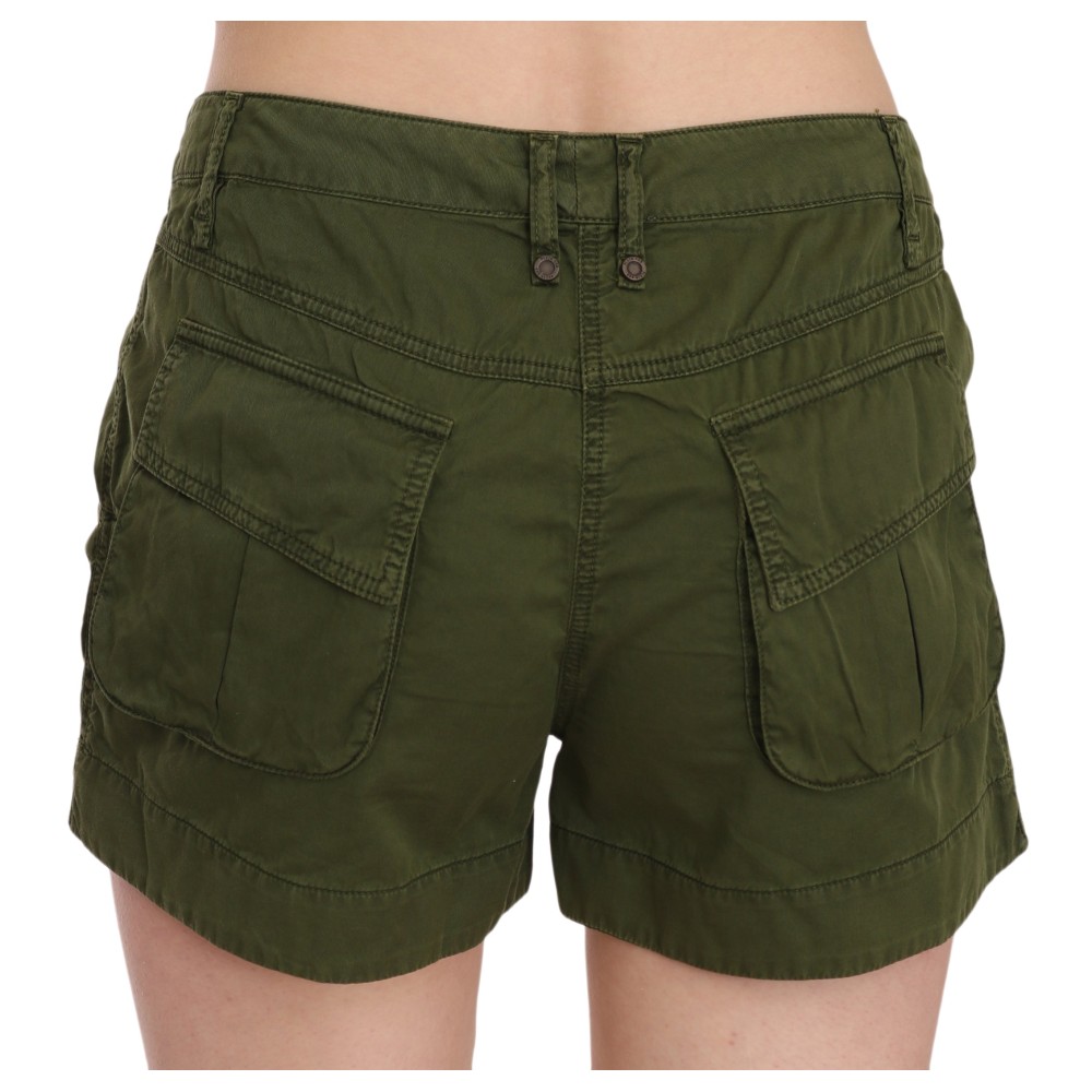 PLEIN SUD Smaragdgrüne Shorts aus Baumwolle mit mittlerer Taille