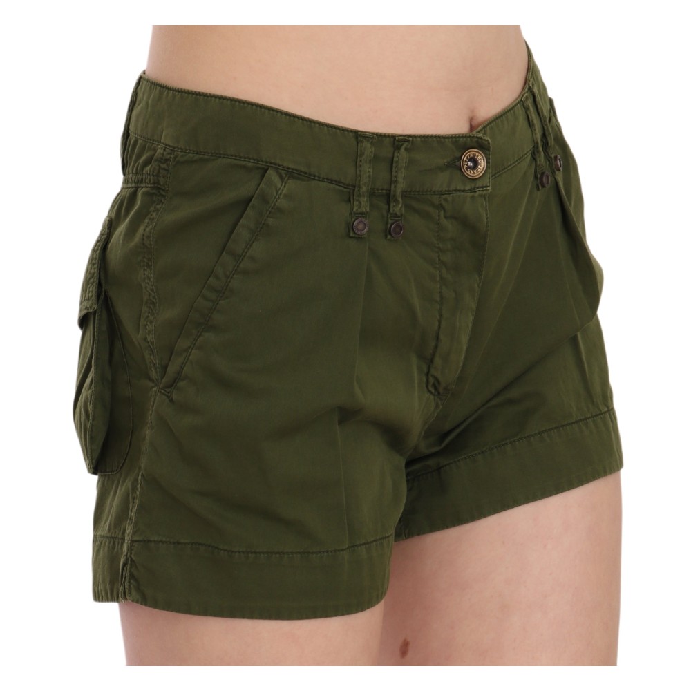 PLEIN SUD Smaragdgrüne Shorts aus Baumwolle mit mittlerer Taille