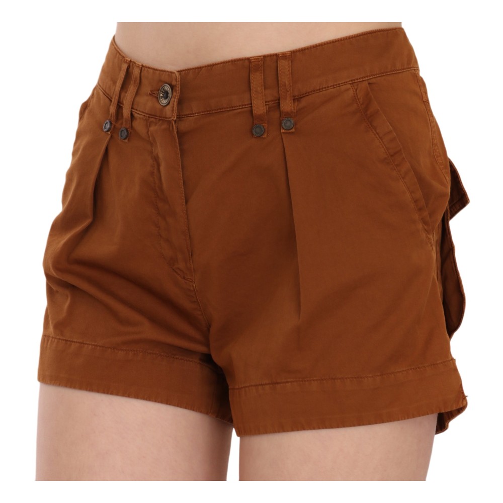PLEIN SUD Schicke braune Mini-Shorts mit mittlerer Taille