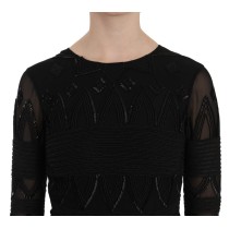 John Richmond Elegantes Schwarzes Seidenminikleid mit Pailletten
