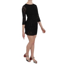 John Richmond Elegantes Schwarzes Seidenminikleid mit Pailletten