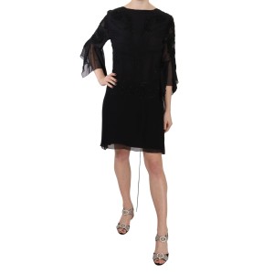 John Richmond Elegantes Schwarzes Minikleid aus Seide mit Pailletten