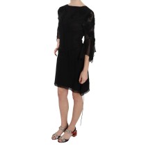 John Richmond Elegantes Schwarzes Minikleid aus Seide mit Pailletten