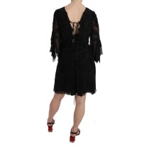 John Richmond Elegantes Schwarzes Minikleid aus Seide mit Pailletten