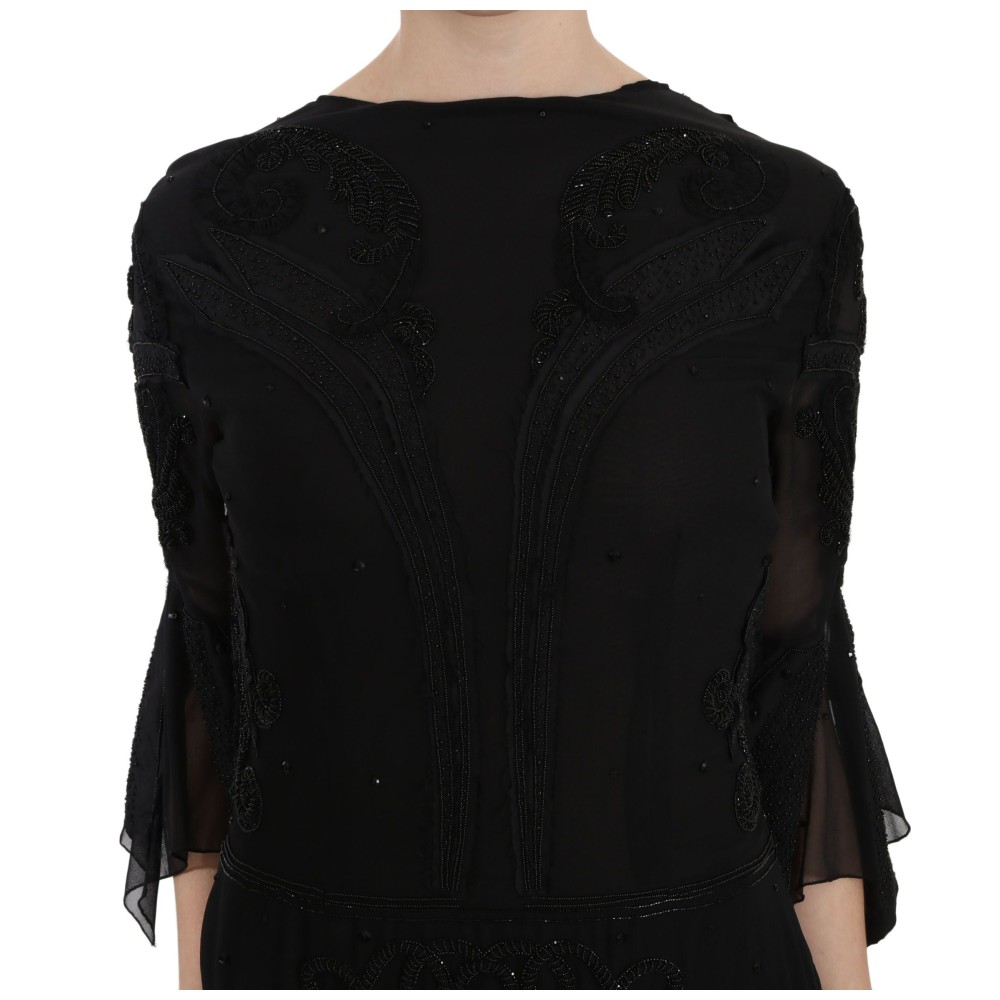 John Richmond Elegantes Schwarzes Minikleid aus Seide mit Pailletten