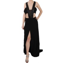 John Richmond Elegantes ausgestelltes Maxi-Abendkleid mit Kristall-Akzenten