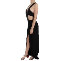 John Richmond Elegantes ausgestelltes Maxi-Abendkleid mit Kristall-Akzenten