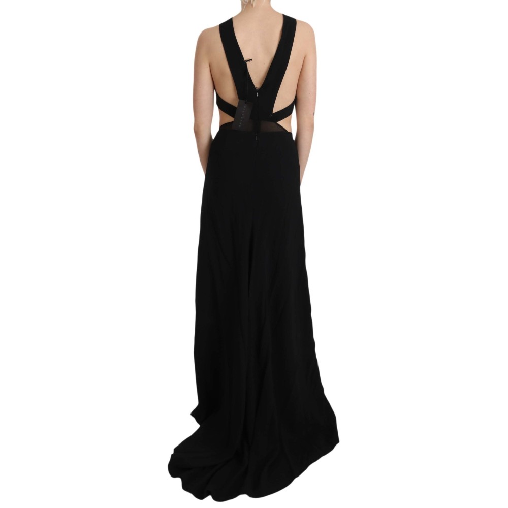 John Richmond Elegantes ausgestelltes Maxi-Abendkleid mit Kristall-Akzenten