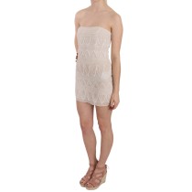John Richmond Schickes Beige Verziertes Seidenminikleid