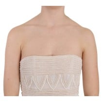 John Richmond Schickes Beige Verziertes Seidenminikleid