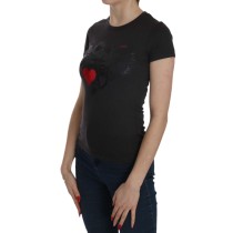 Exte Schwarze Herzen drucken Rundhalsausschnitt Bluse