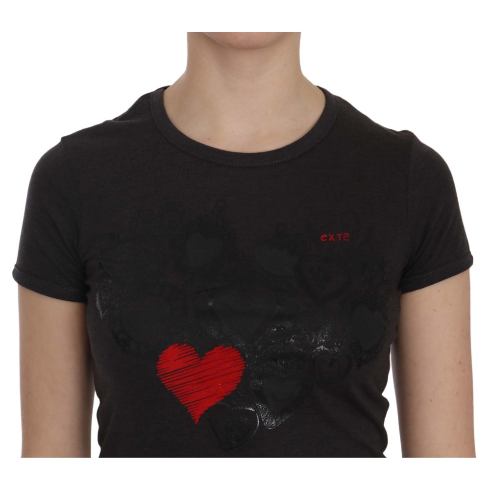 Exte Schwarze Herzen drucken Rundhalsausschnitt Bluse