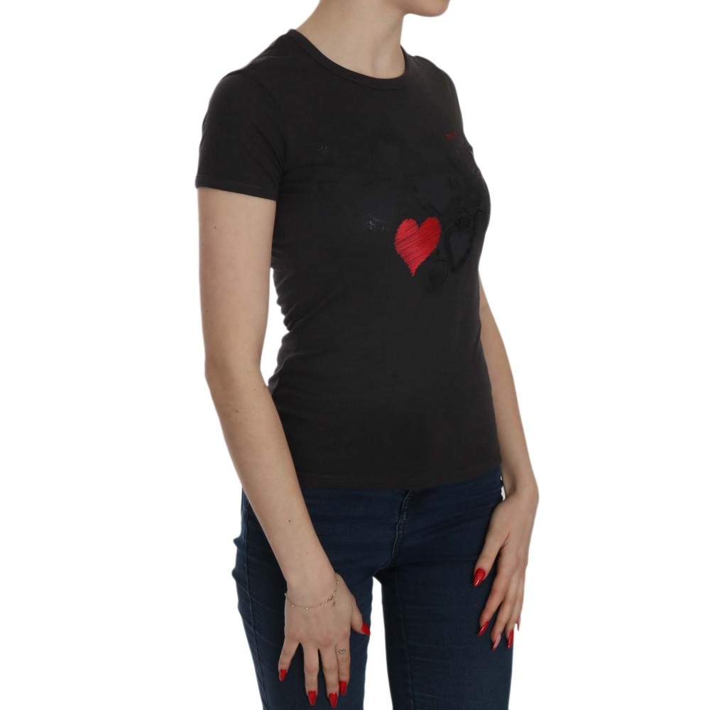 Exte Schwarze Herzen drucken Rundhalsausschnitt Bluse