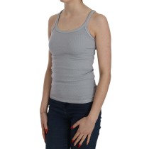 PINK MEMORIES Elegante ärmellose Bluse aus hellgrauer Baumwolle