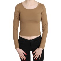 GF Ferre Elegantes Braunes langärmeliges Cropped Top