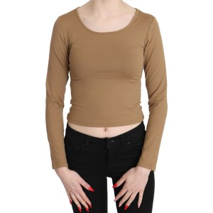 GF Ferre Elegantes Braunes langärmeliges Cropped Top
