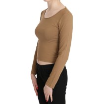 GF Ferre Elegantes Braunes langärmeliges Cropped Top