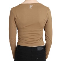 GF Ferre Elegantes Braunes langärmeliges Cropped Top