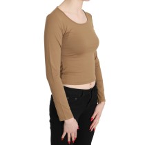 GF Ferre Elegantes Braunes langärmeliges Cropped Top