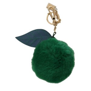 Dolce & Gabbana Eleganter dreifarbiger Fellball Schlüsselanhänger