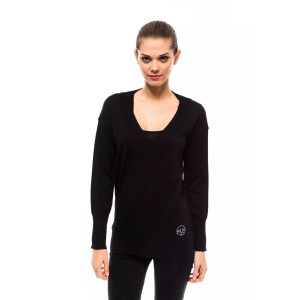 Montana Blu Schwarzer Pullover aus Wolle für Frauen