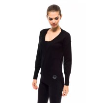 Montana Blu Schwarzer Pullover aus Wolle für Frauen