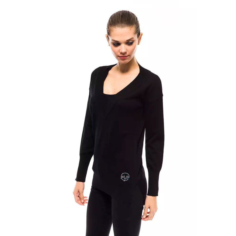 Montana Blu Schwarzer Pullover aus Wolle für Frauen