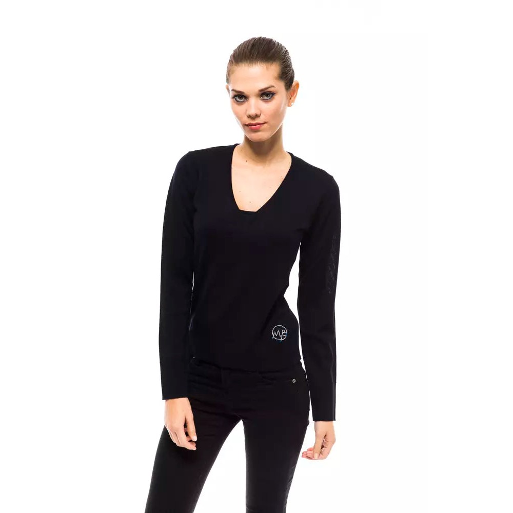 Montana Blu Blauer Pullover aus Wolle für Frauen