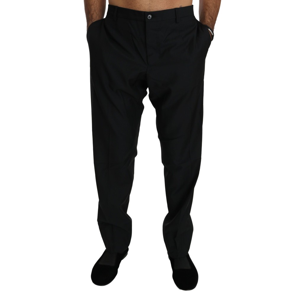 Dolce & Gabbana Elegante Schwarze Schurwoll-Kleid-Hose