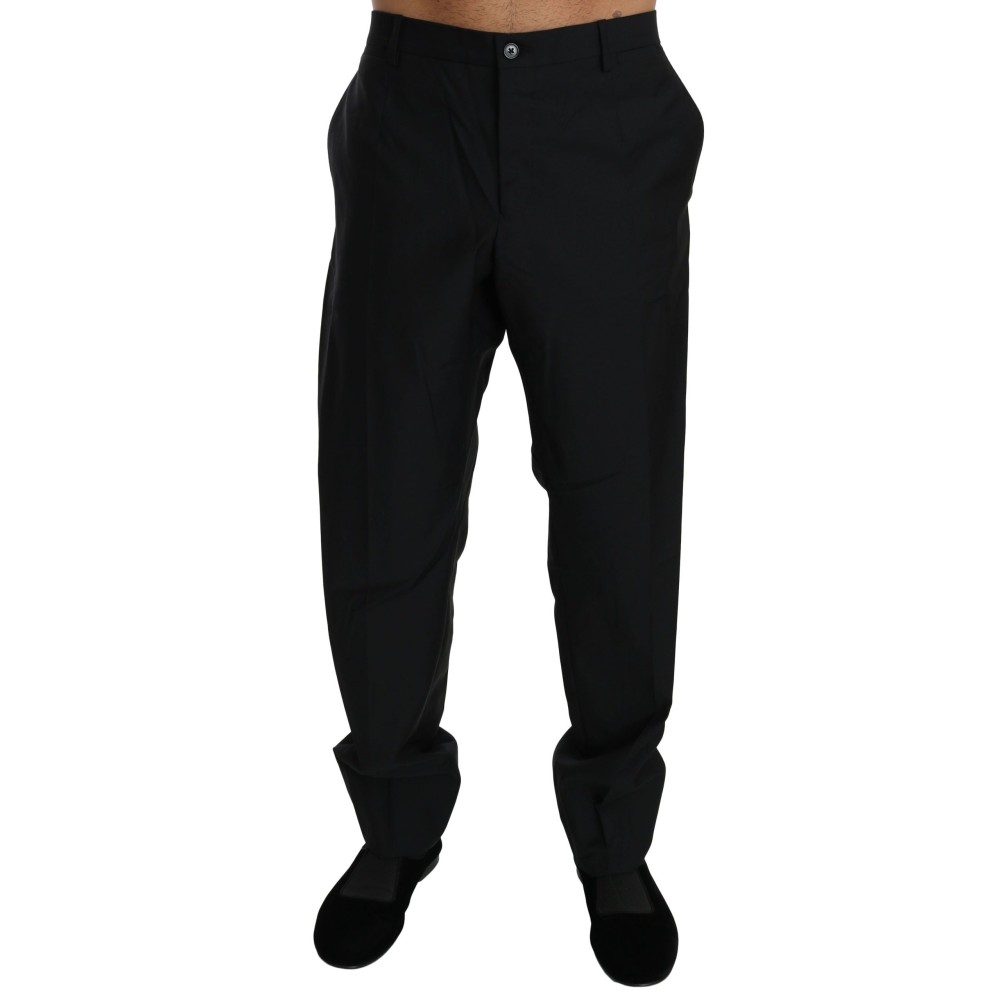 Dolce & Gabbana Elegante Schwarze Schurwoll-Kleid-Hose