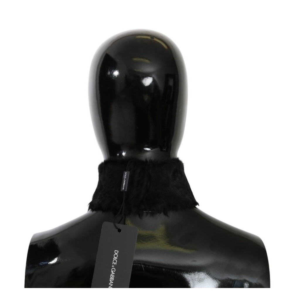 Dolce & Gabbana Elegantes schwarzes Lammfell-Tuch