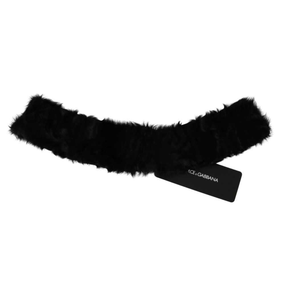 Dolce & Gabbana Elegantes schwarzes Lammfell-Tuch