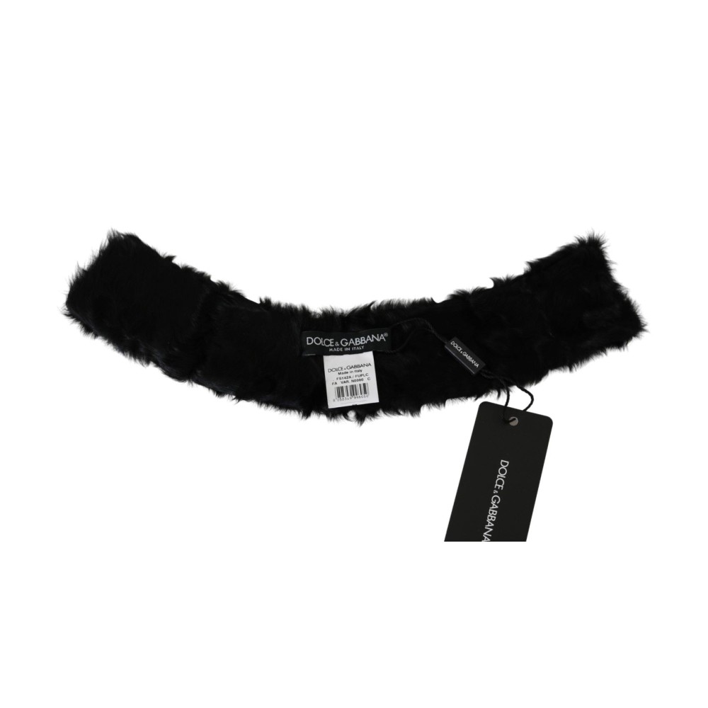 Dolce & Gabbana Elegantes schwarzes Lammfell-Tuch