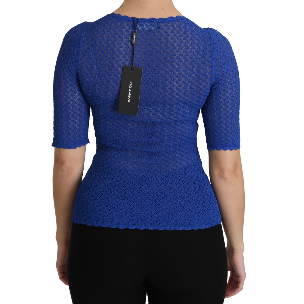 Dolce & Gabbana Elegante blaue durchsichtige Bluse