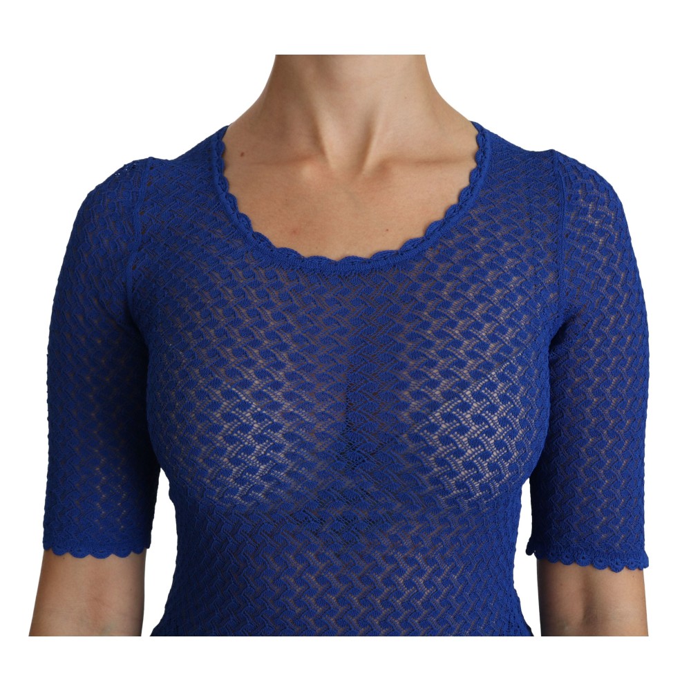Dolce & Gabbana Elegante blaue durchsichtige Bluse