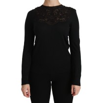 Dolce & Gabbana Elegante Bluse aus schwarzer Seidenmischung mit Spitze