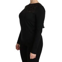 Dolce & Gabbana Elegante Bluse aus schwarzer Seidenmischung mit Spitze
