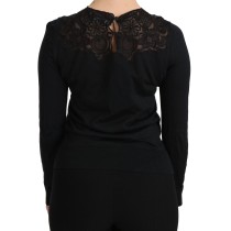 Dolce & Gabbana Elegante Bluse aus schwarzer Seidenmischung mit Spitze