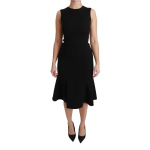 Dolce & Gabbana Elegantes Schwarzes Fit Flare Kleid aus Wollmischung