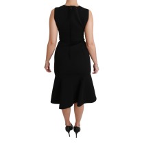 Dolce & Gabbana Elegantes Schwarzes Fit Flare Kleid aus Wollmischung